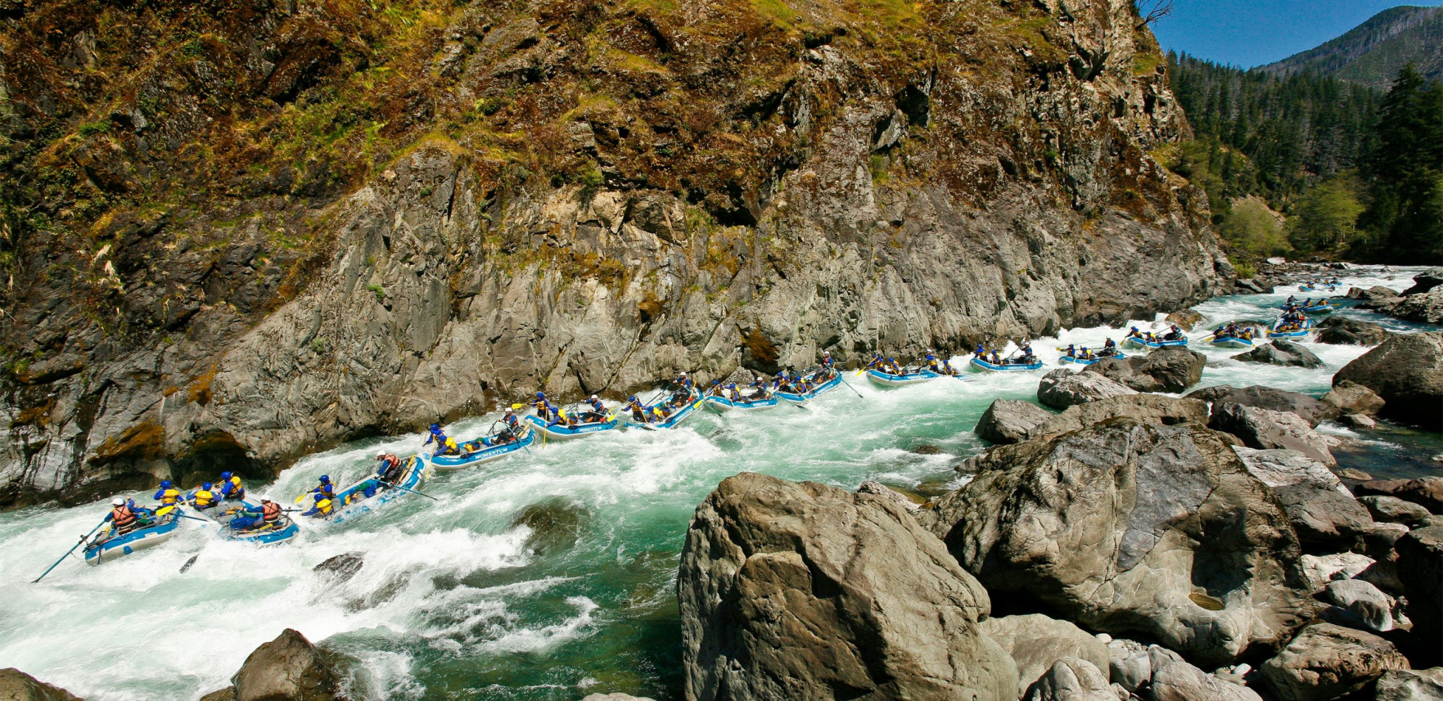 Illinois River Rafting Momentum River Expeditions   Running Greenwall Illinois River Scaled 2048x995 