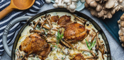 Chicken with Mushroom and Tarragon Cream Sauce - Wilderness Gourmet Rafting Trips - Photo: Wilder Projects